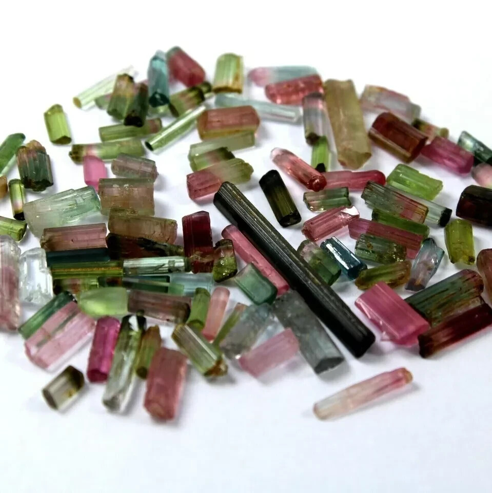 Natural Bi-Color Multicolor 300 Ct Tourmaline Pencil Rough Lot Loose Gemstone A+