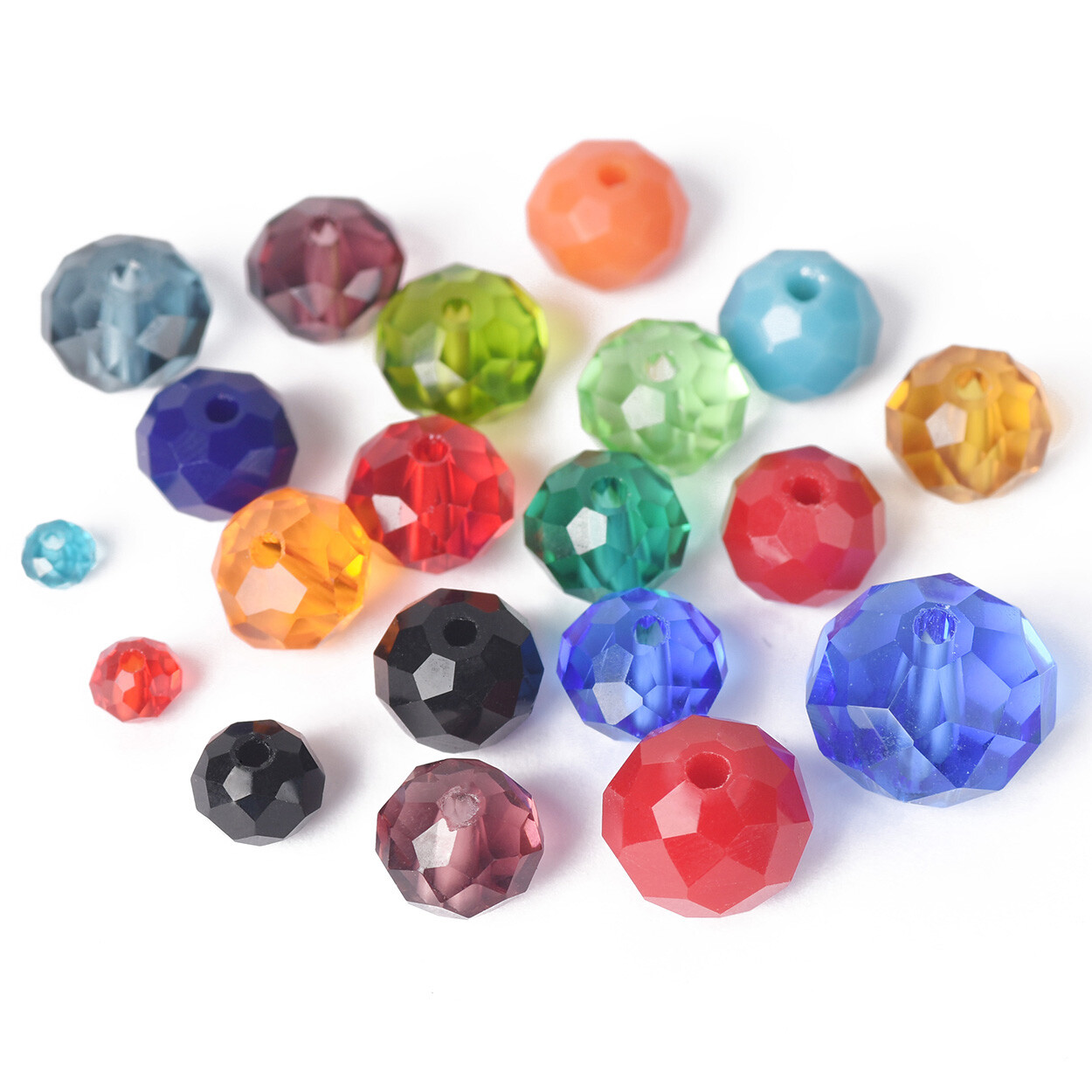 Pure Color 3mm 4mm 6mm 8mm 10mm 12mm Roundelle Faceted Crystal Glass Loose Beads