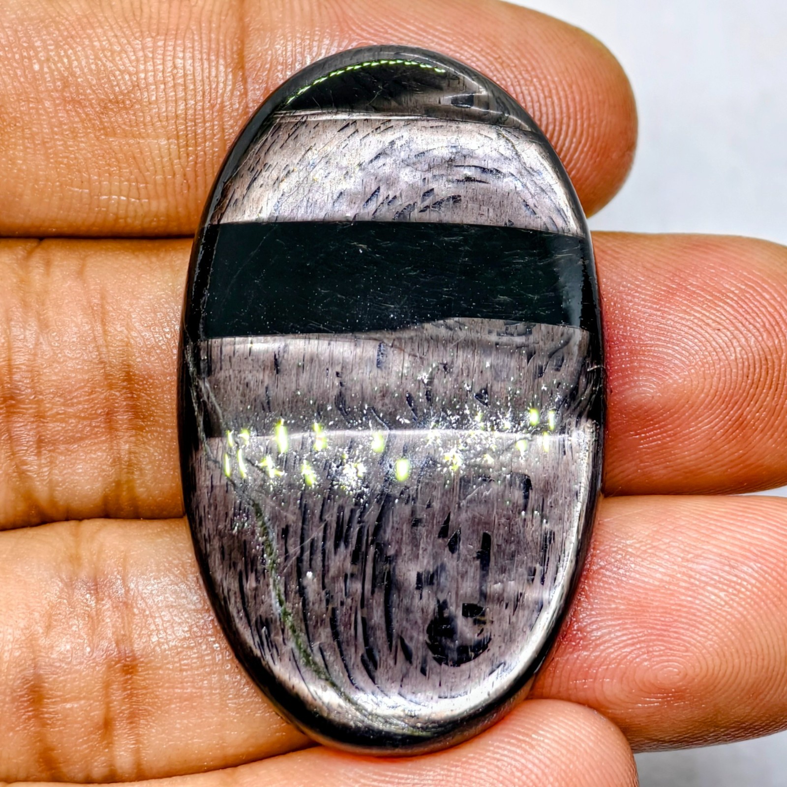 87 Cts Natural Hypersthene Cabochon Gemstone For Jewelry 43.8X26.3X6.6 MM