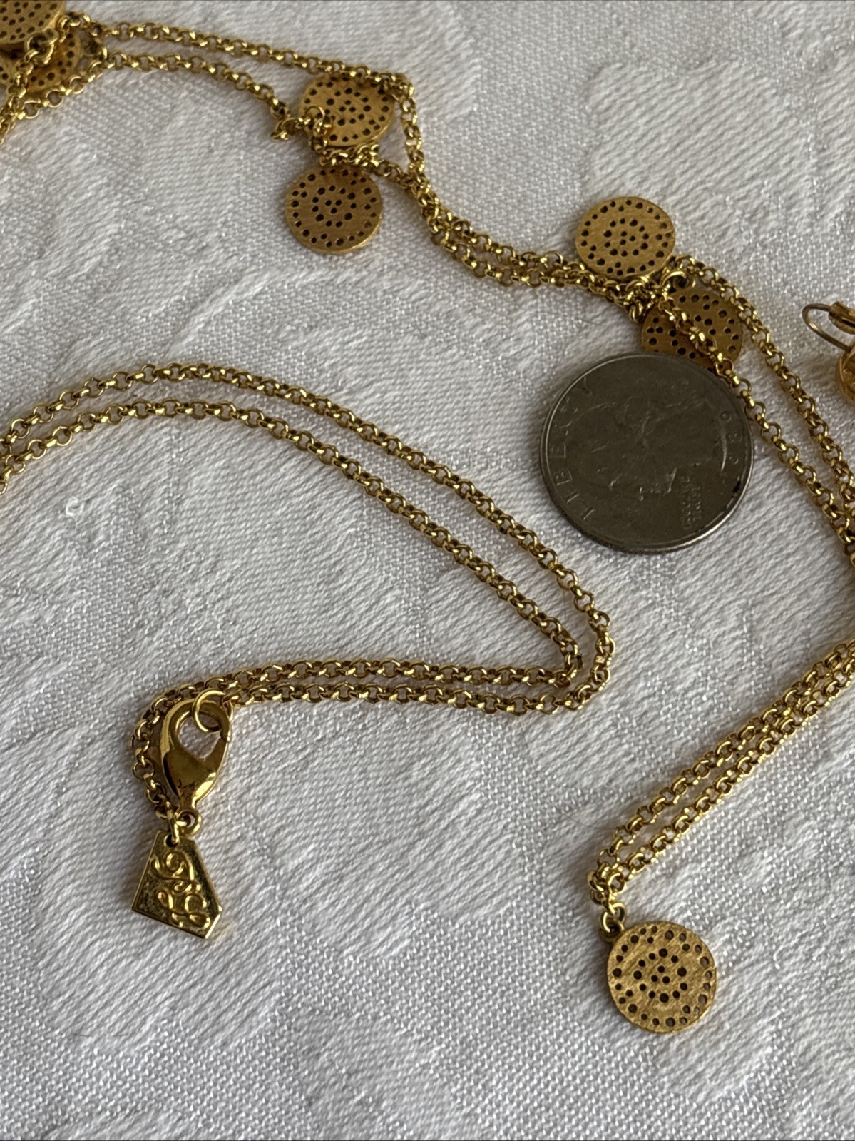 Park Lane Roma Necklace Long Satin Brushed Gold Tone & Anne Klein Earrings
