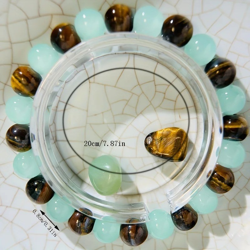 Money Good Luck Bracelet Green Aventurine Tiger Eye Stone Healing and Bracelet