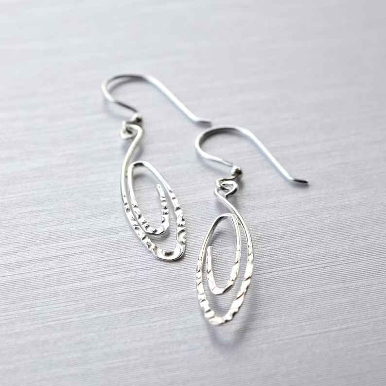Fashion Silver Plated Alloy Simple Hammer Pattern Long Hook Dangle Earrings