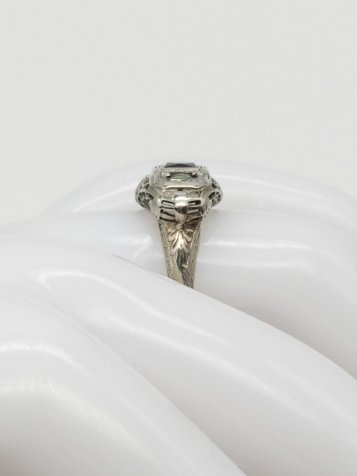Antique 1920s $2400 Natural 3 Alexandrite Sapphire 18k White Gold Filigree Ring