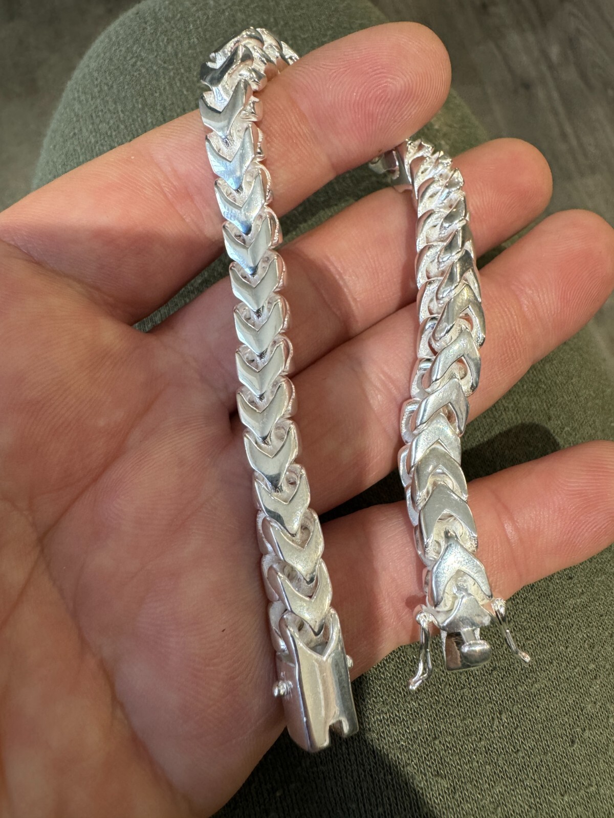 Mens BIG 4-10mm Franco Bracelet Real 925 Silver Box Clasp Handmade In Mexico