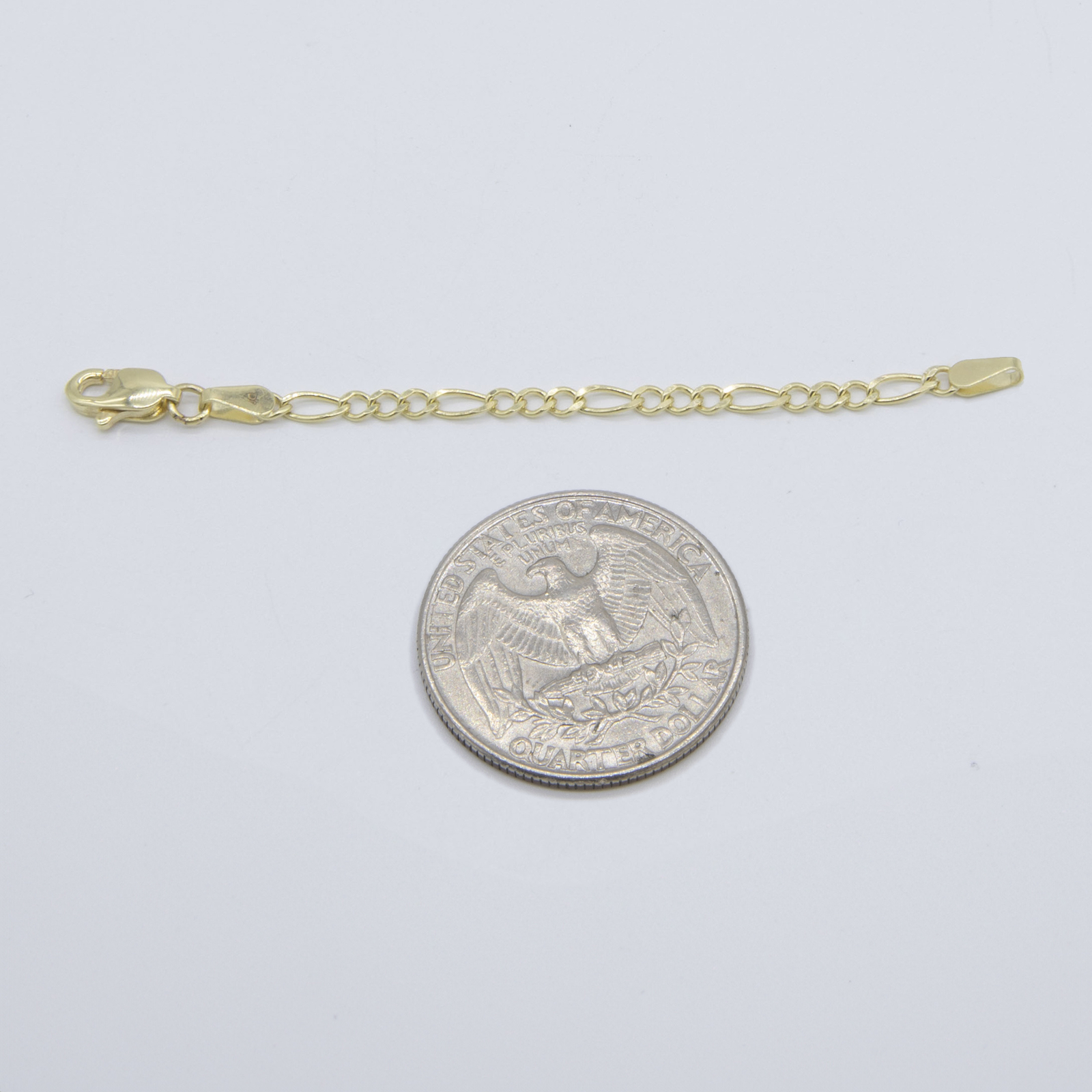 2.7mm Figaro Chain Extender for Necklace Bracelet Chain Solid 10K Yellow Gold