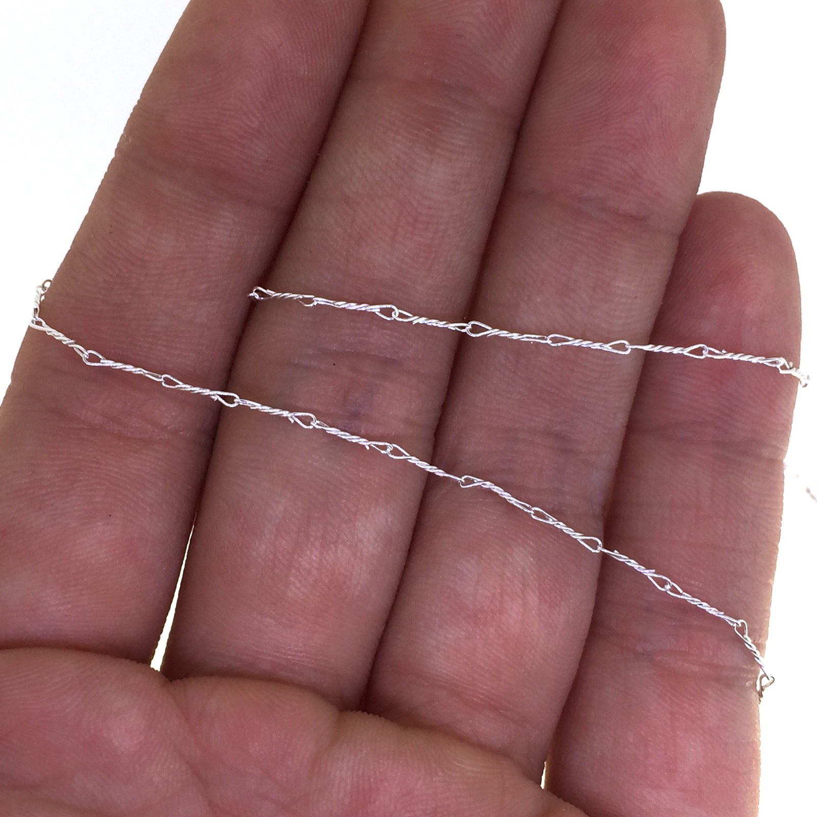 Sterling Silver Necklace- Fancy Twisted Silver Chain Necklace-All Sizes(16″-36″)