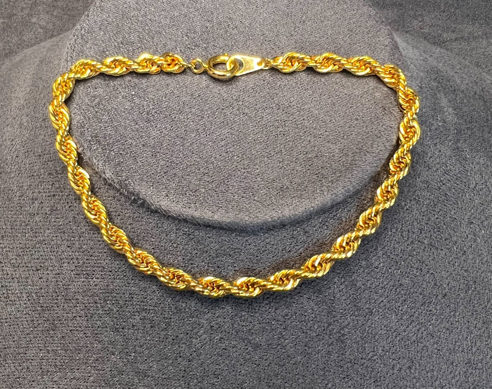 Vintage Gold Tone Rope Chain Bracelet Twisted Link 18cm Classic Retro Jewellery