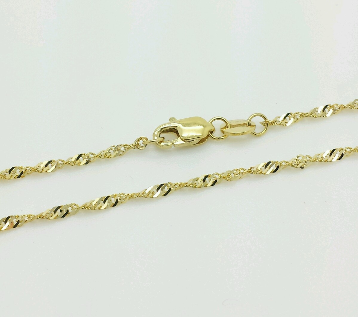 14k Yellow Gold Diamond Cut Singapore Chain Necklace 16″ 18″ 20″ 22″ 24″