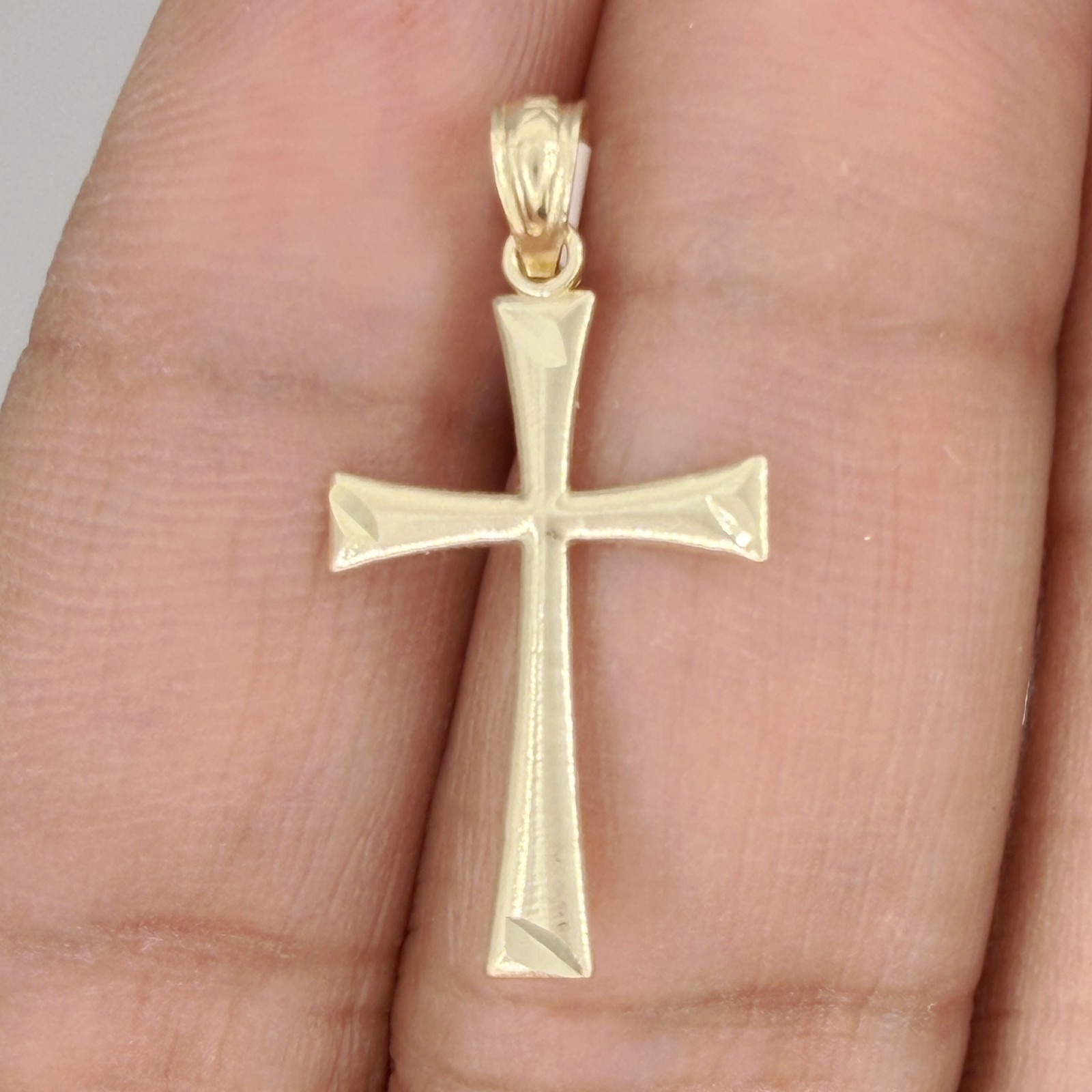 10k Yellow Gold Unisex Cross Religious Charm Pendant