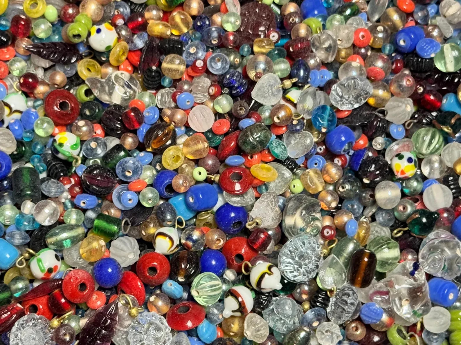 EVERYTHING Mix 2 lb. Vintage India Glass Beads Lot Crafts Jewelry Bulk Estate