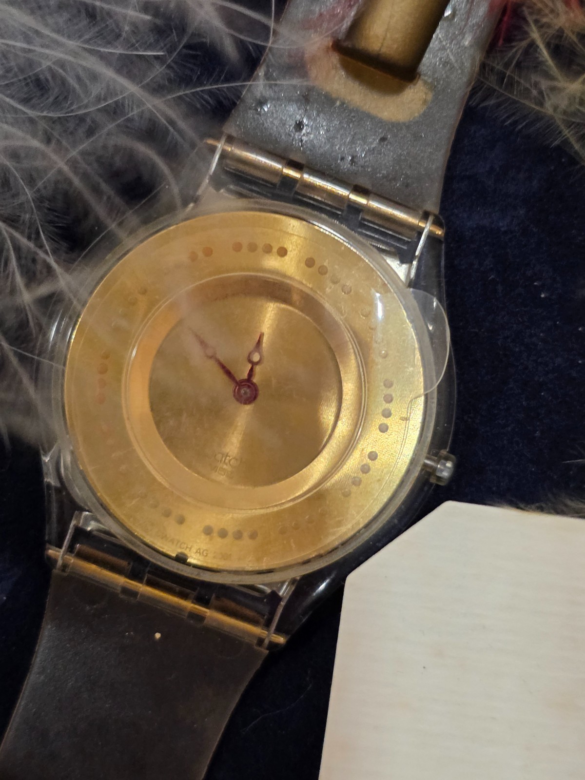 Rare 2003 Swatch Skin PLUME DE FETE SFK136 Ultra-Thin Swiss Watch Vintage