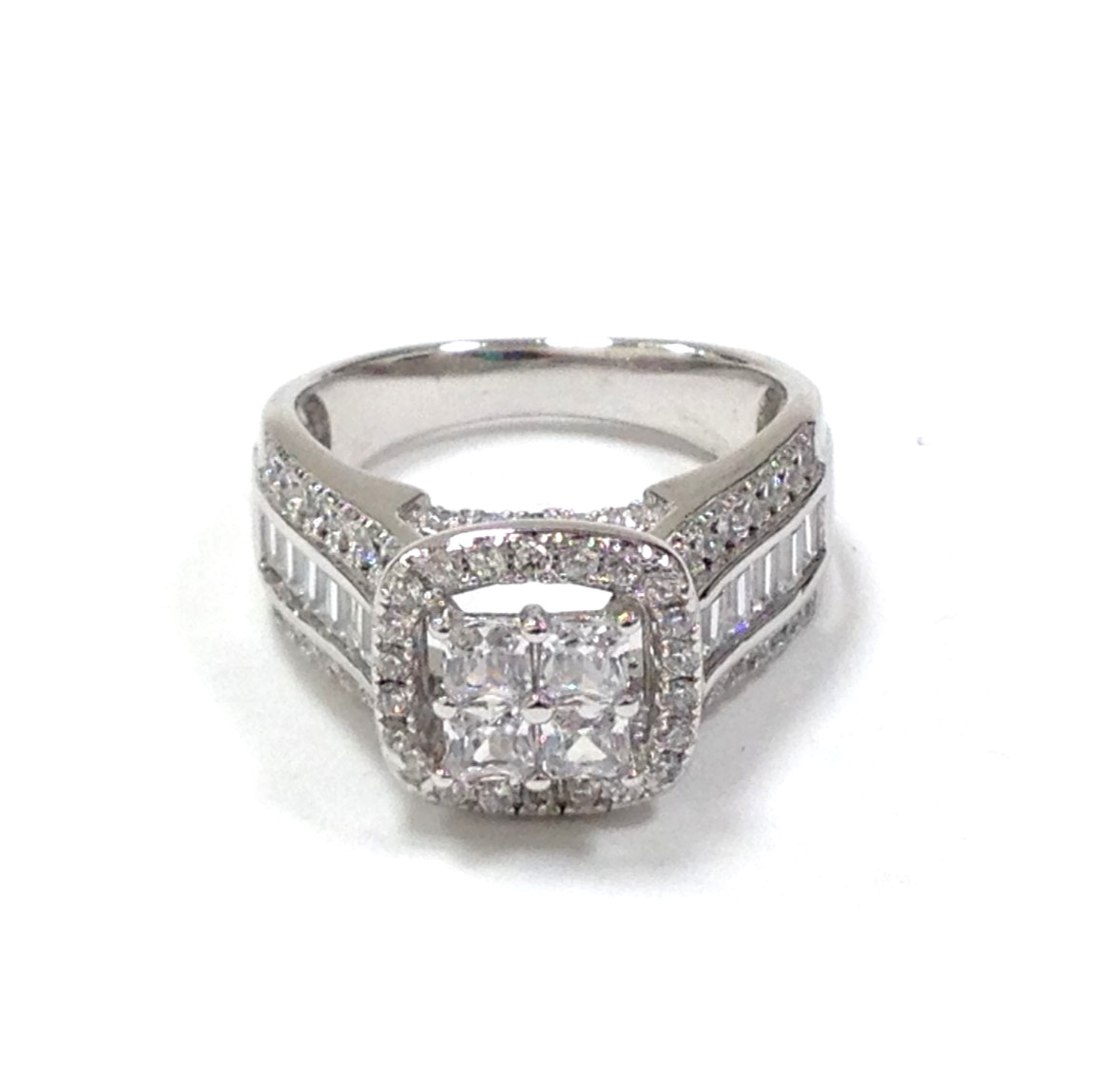 FZN Fuzion Creations 925 Sterling Silver Quad Princess-Cut Clear CZ Ring Size 4