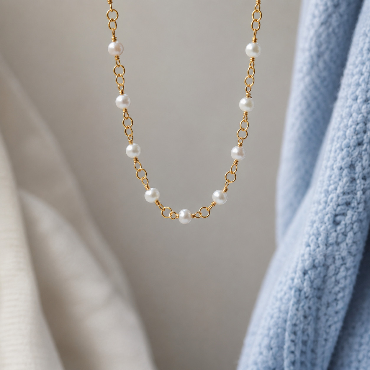 Dainty Pearl Necklace Gold Layering Chain Personalized Jewelry Gift for Her