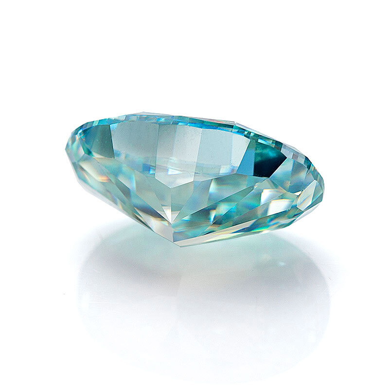 GRA Certified Aqua Blue Color Loose Moissanite Crushed Ice Cut Oval Shape VVS1