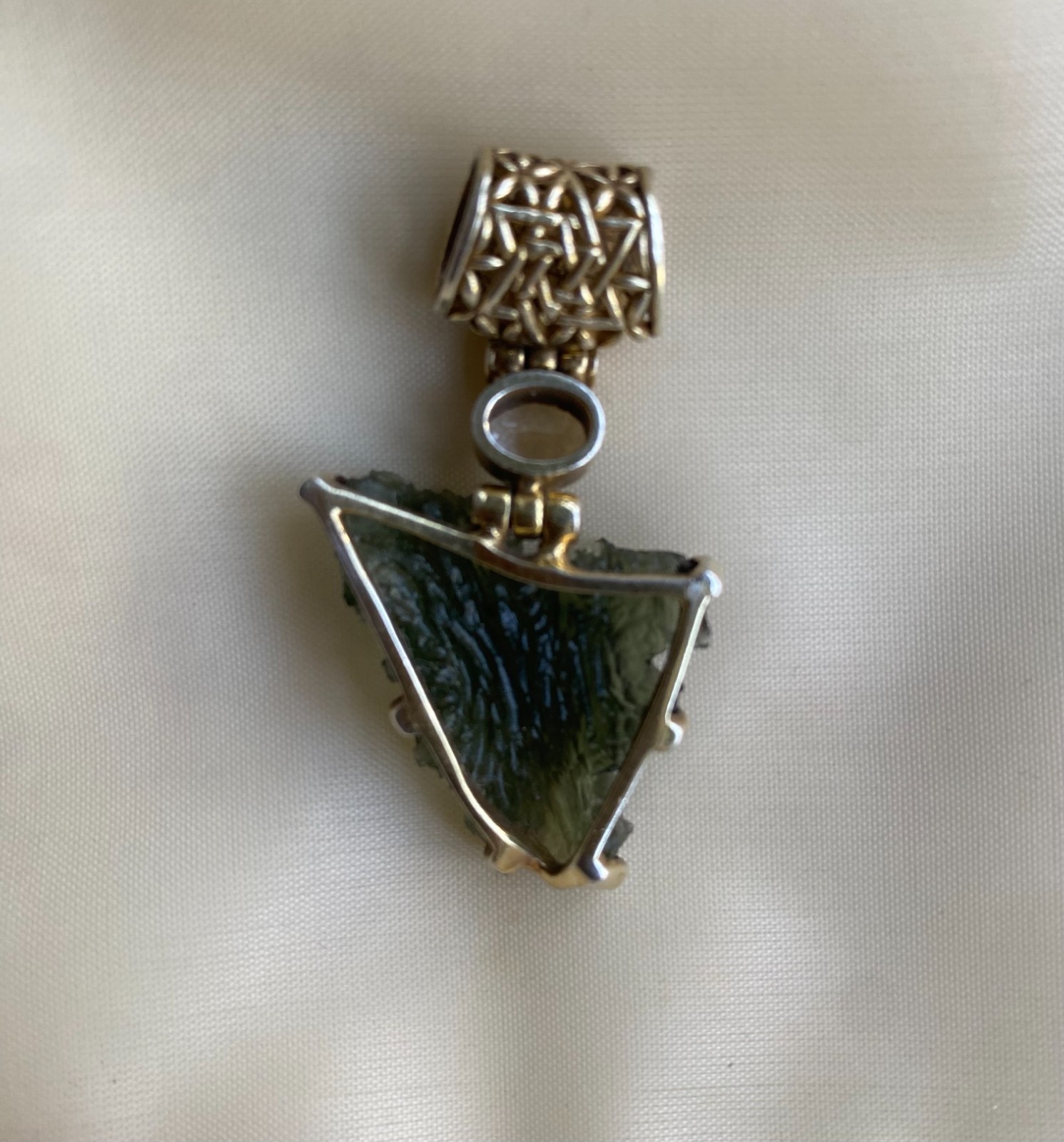 Kate King Moldavite Pendant with Phenakite