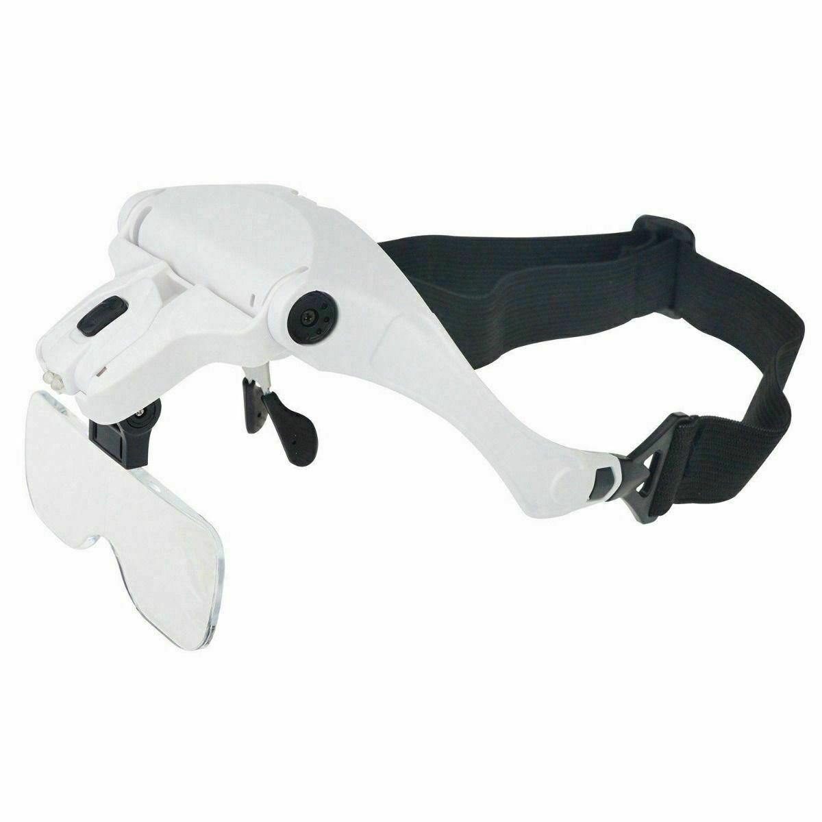 LED Jewelers Head Headband Magnifier Illuminated Visor Magnifying Glasses Loupe
