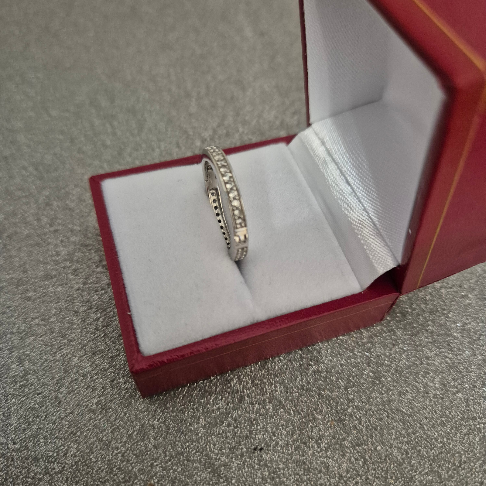 Natural Zircon full eternity ring in Platinum Over Sterling Silver