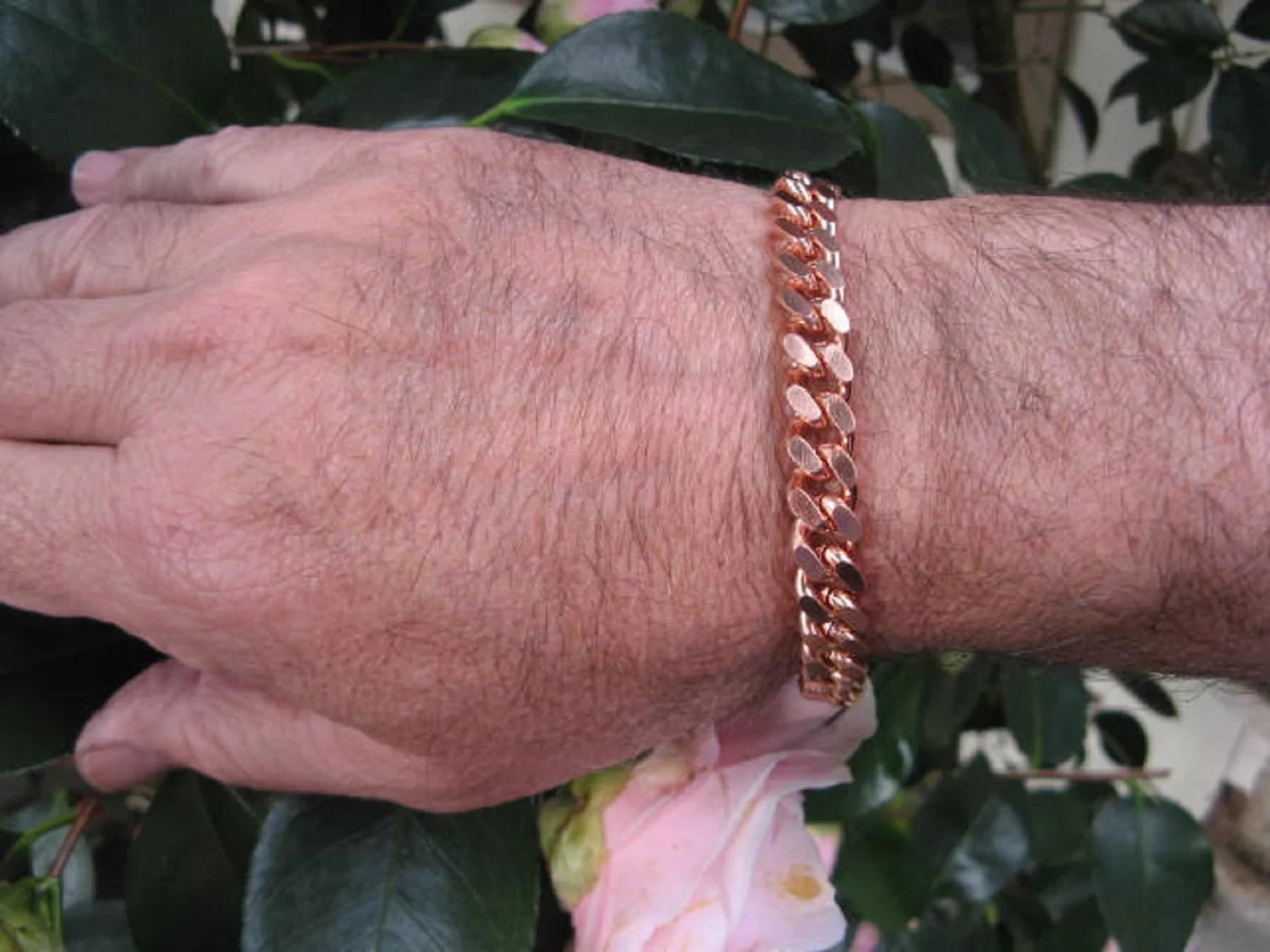 Solid copper bracelet CB646G – 3/8″ wide. Available in 8 to 11 inch lengths.