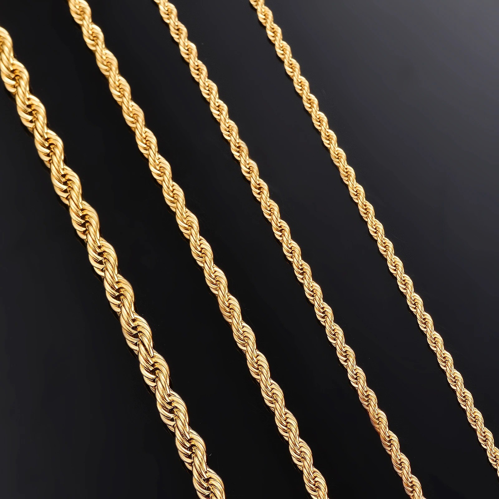 2mm/3mm/4mm/5mm 3 Colors Rope Twist Chain Necklace Width 40-80cm unisex Jewelry
