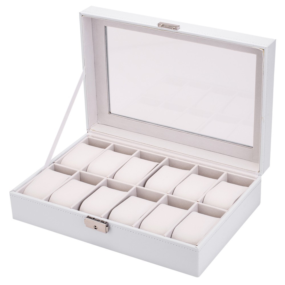 US Stock Watch Box 12 Slots Watch Case for Men Women Leather Watch