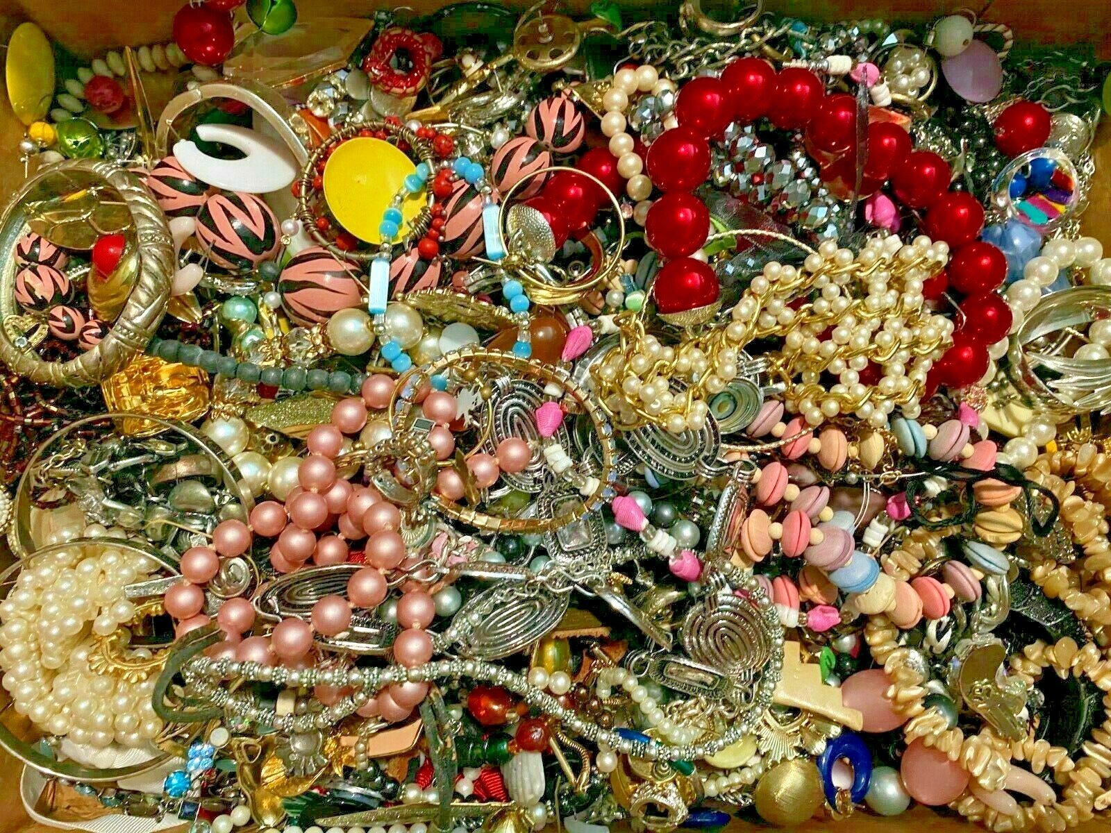 3 Lbs Pound Unsorted Huge Lot Jewelry Vintage New Junk w/ Wear Resell Tangled In