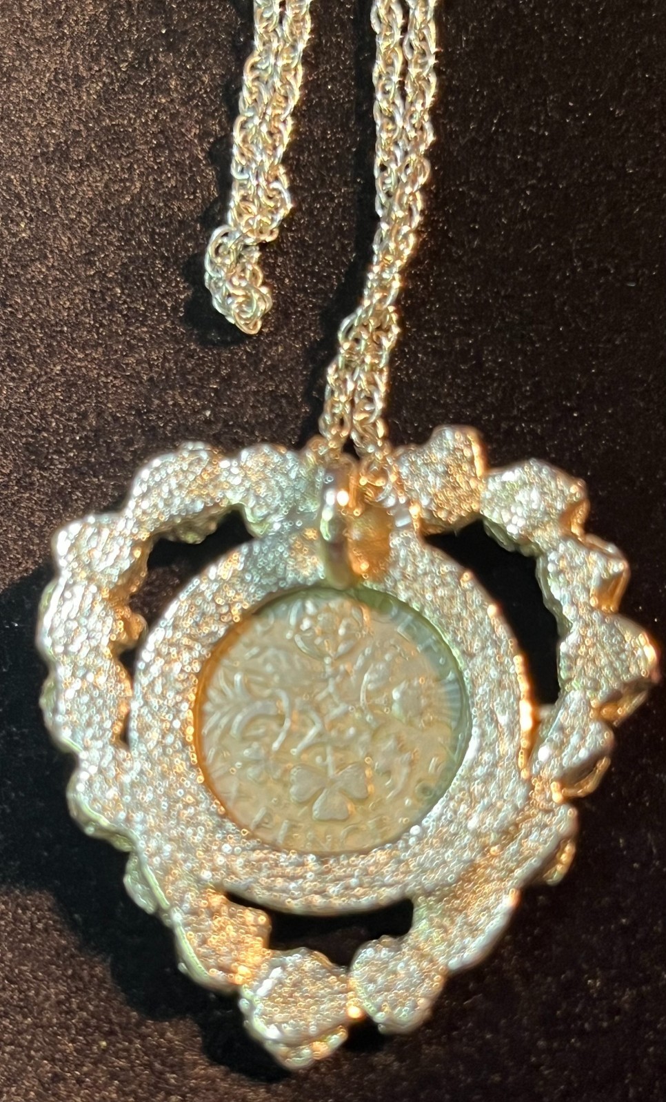 Vintage British Coin Pendant Necklace Queen Elizabeth II 18” 1967