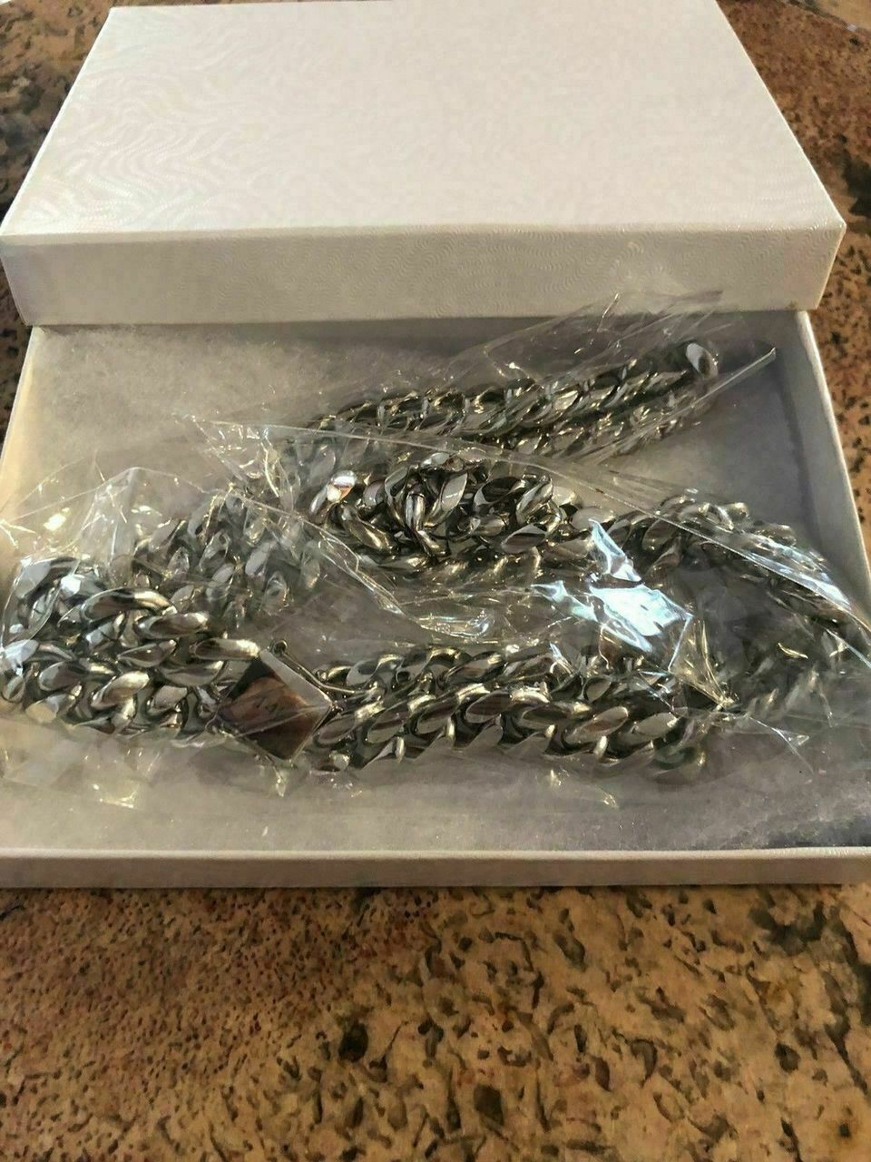 12mm Mens Miami Cuban Link Chain Stainless Steel HEAVY Looks Like Silver Hip Hop