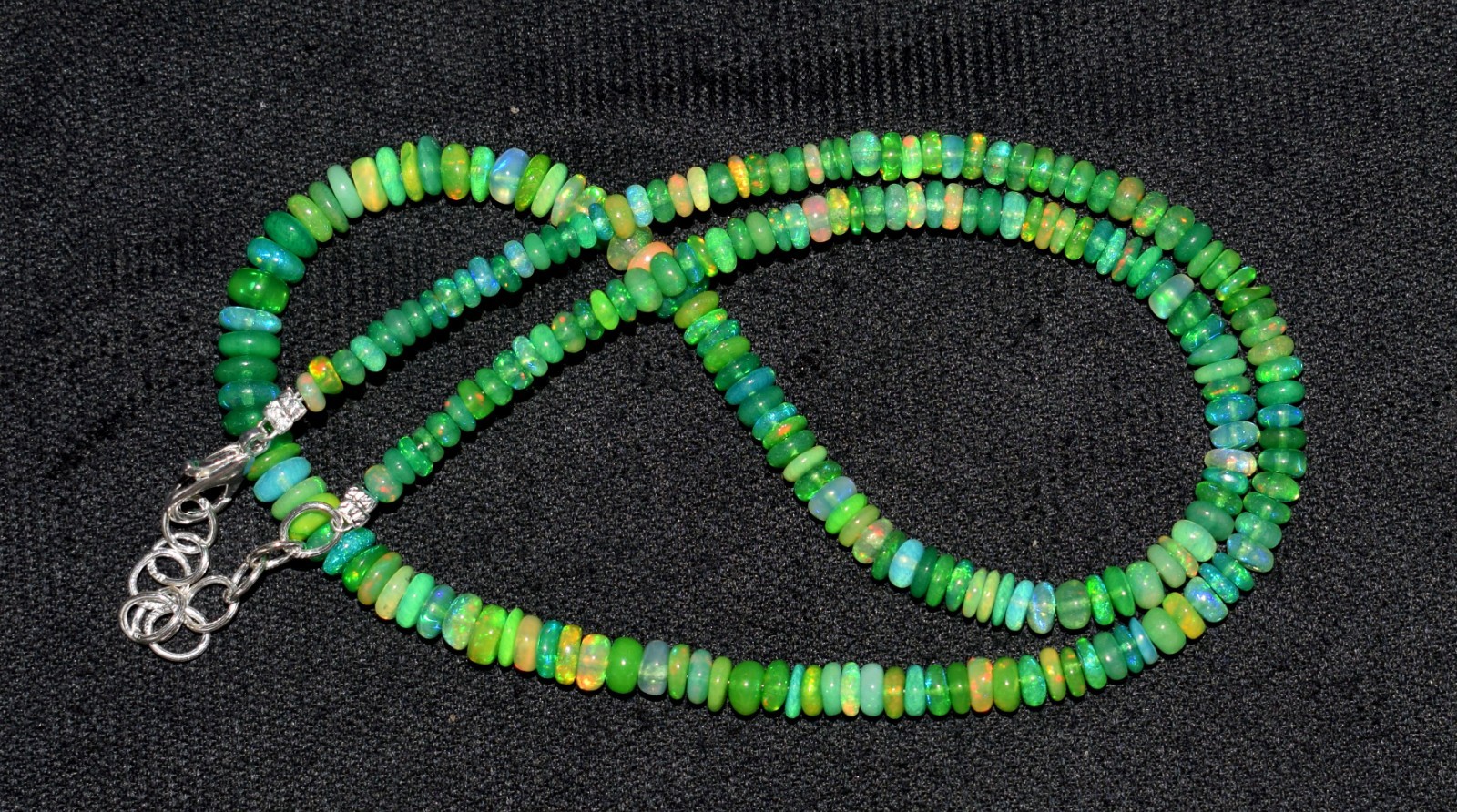 16”Natural Ethiopian Opal Wello Fire Opal Gemstone Bead Necklace AF710