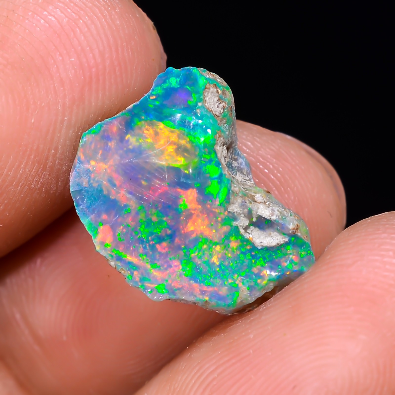 10 Ct Black Ethiopian Opal Rough, Jewelry Grade Welo Opal Rough, Multi Fire Opal