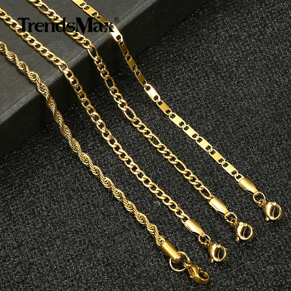 3mm Gold Plated Stainless Steel Figaro Curb Chain Anklet Bracelet Women 10″