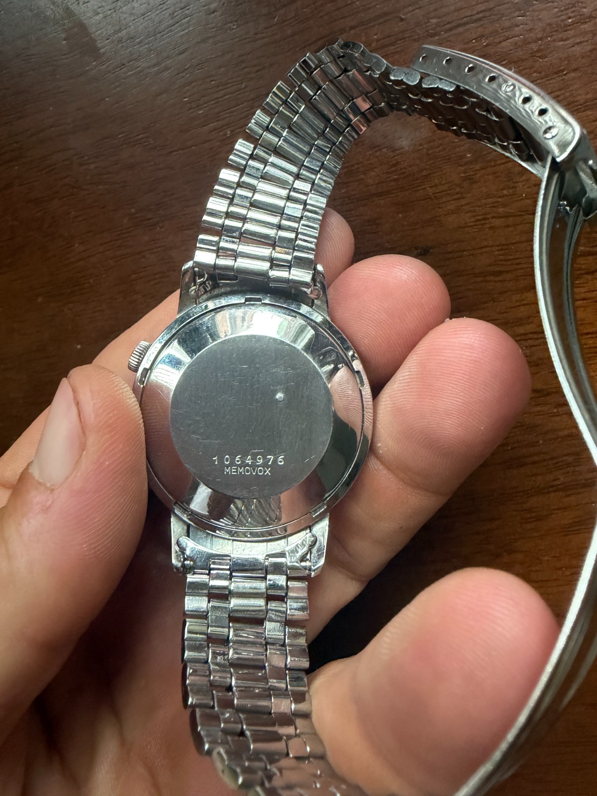 Vintage Jaeger-LeCoultre Memovox Stainless Steel with Guy Freres Bracelet