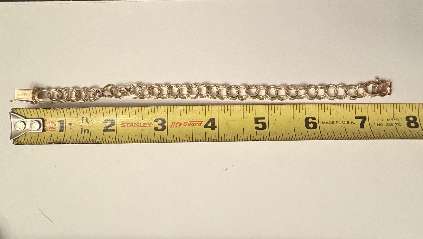 14k Yellow Gold Double Curb Link Chunky Charm Bracelet Polished Retro Never Worn