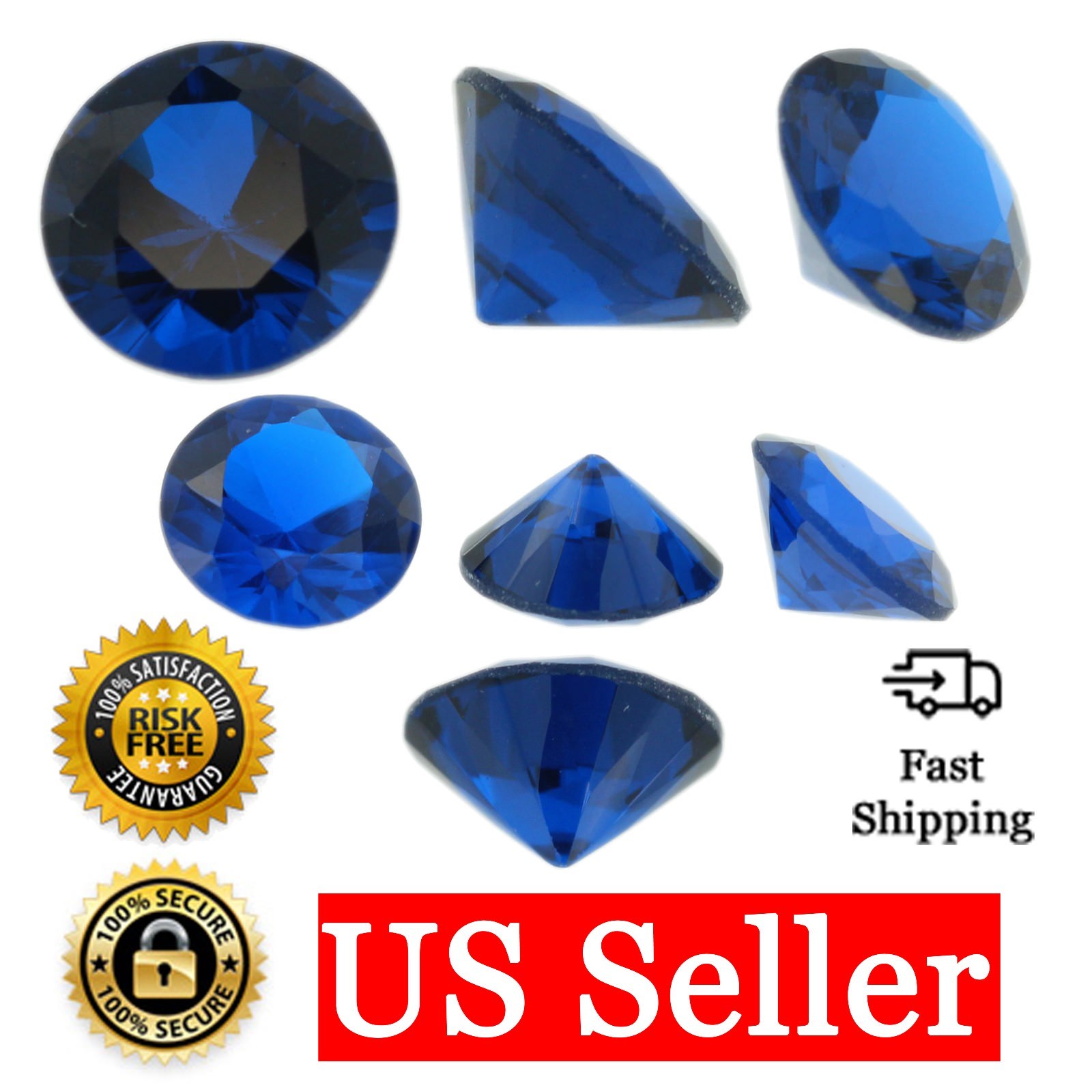 Loose Round Cut Shape Sapphire CZ Stone Single Blue Cubic Zirconia Birthstone
