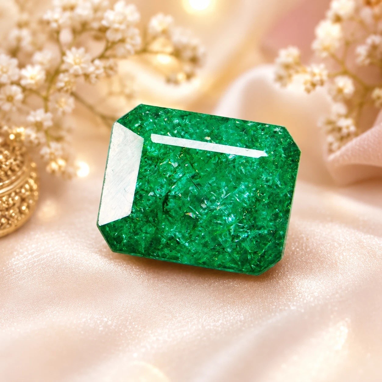 11.45 Ct Lab-Created Green Colombian Emerald Certified Emerald Cut Loose Gems
