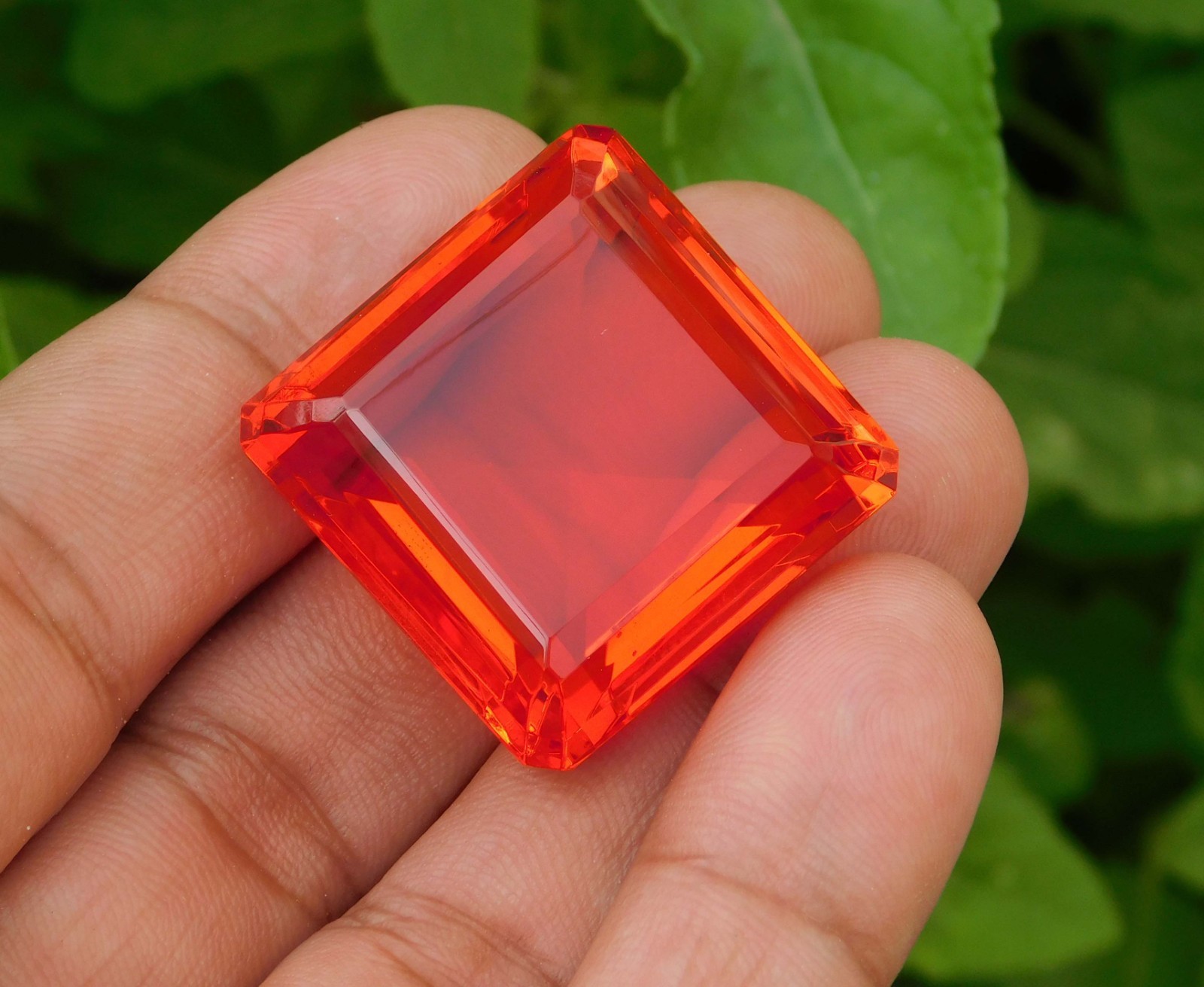 121.00Ct. Huge Natural Square Cut Mexican Orange Fire Opal Loose Gemstone