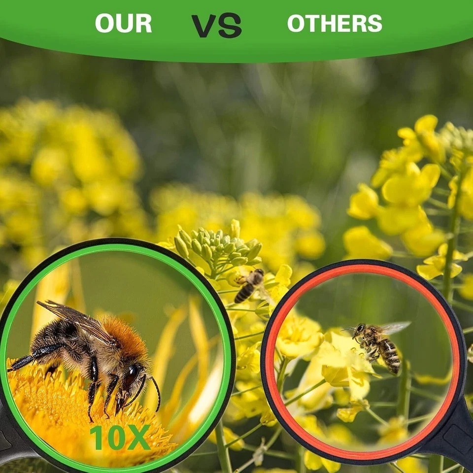NEW Shatterproof Magnifying Glass 10X Large Handheld Magnifying Glass for Senior