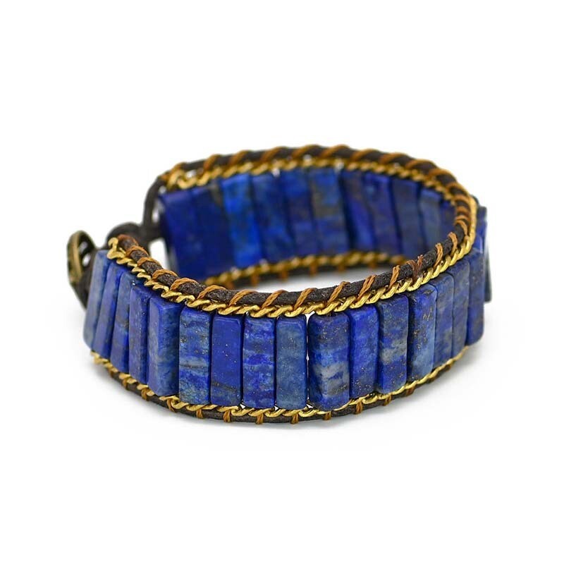 Dark Blue Natural Lapis Lazuli Vintage Handmade Healing Unisex Men Boys Bracelet