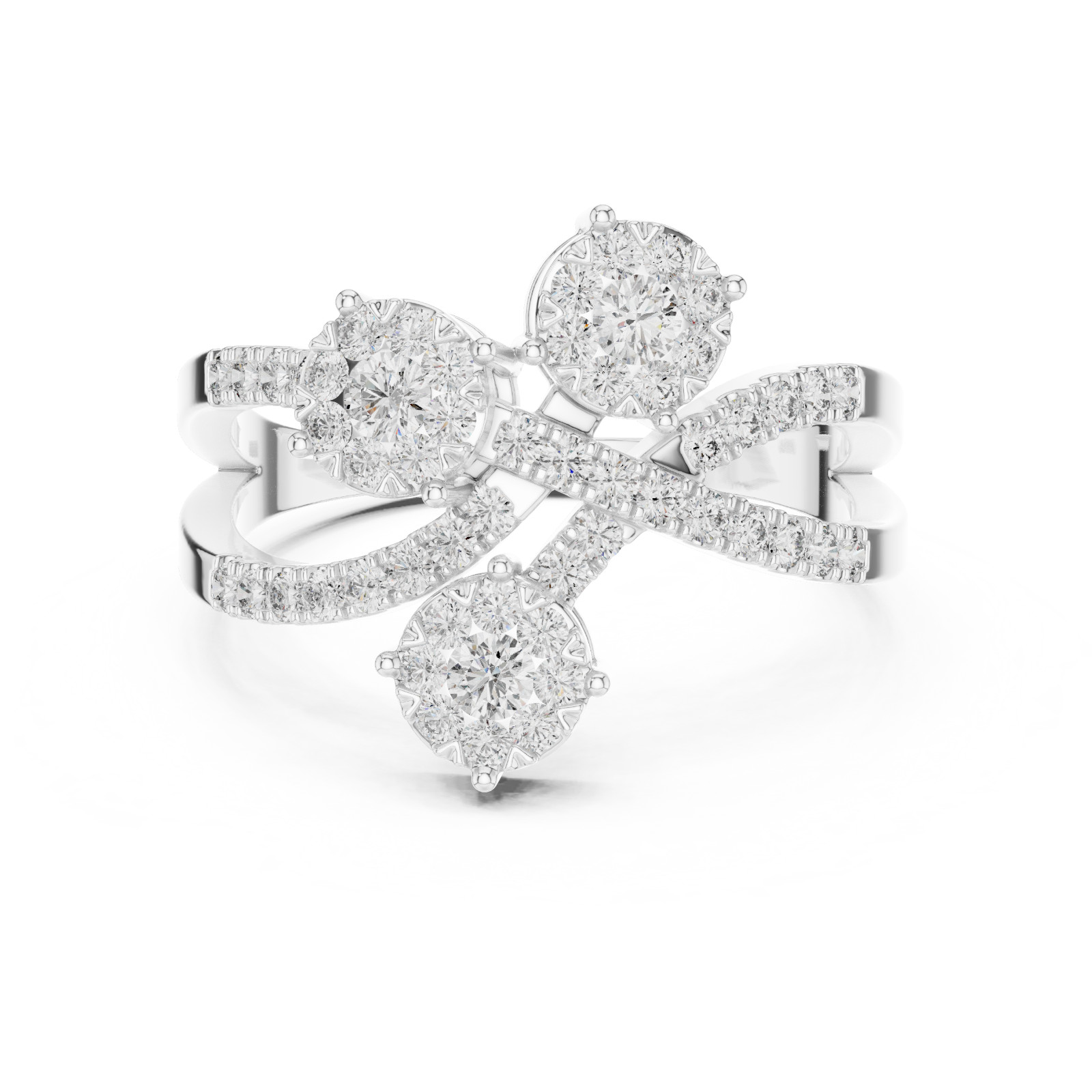 Natural 55 Pc Round Certfied VVS1 White Diamond Wedding Designer Ring 925 Silver