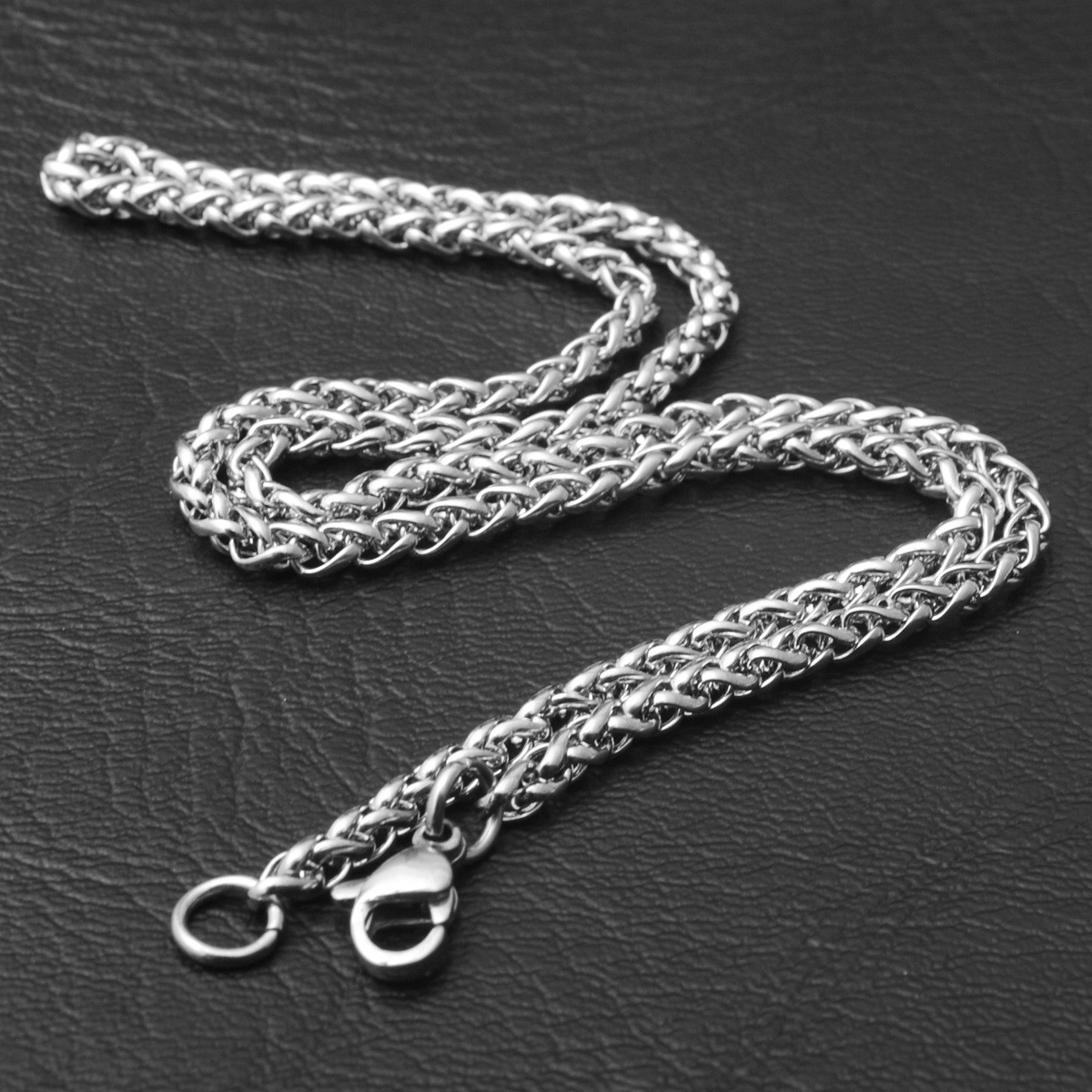 5pcs/lot 2.5/3/4/5/6mm Stainless Steel Wheat Braided Chain Necklace Mens Jewelry