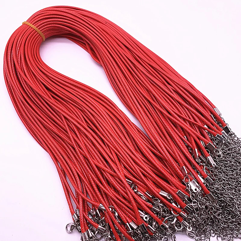 Leather Cord Necklace 2mm Wax Rope Chain Lobster Clasp 45cm Jewelry 5PCS