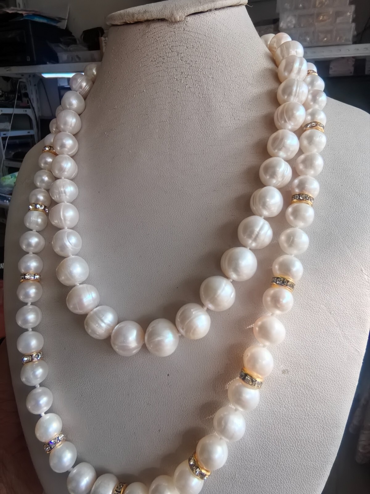 Elegant AAA 11-12mm Natural Round South Sea Pearl Necklace 14k Gold 20 inch