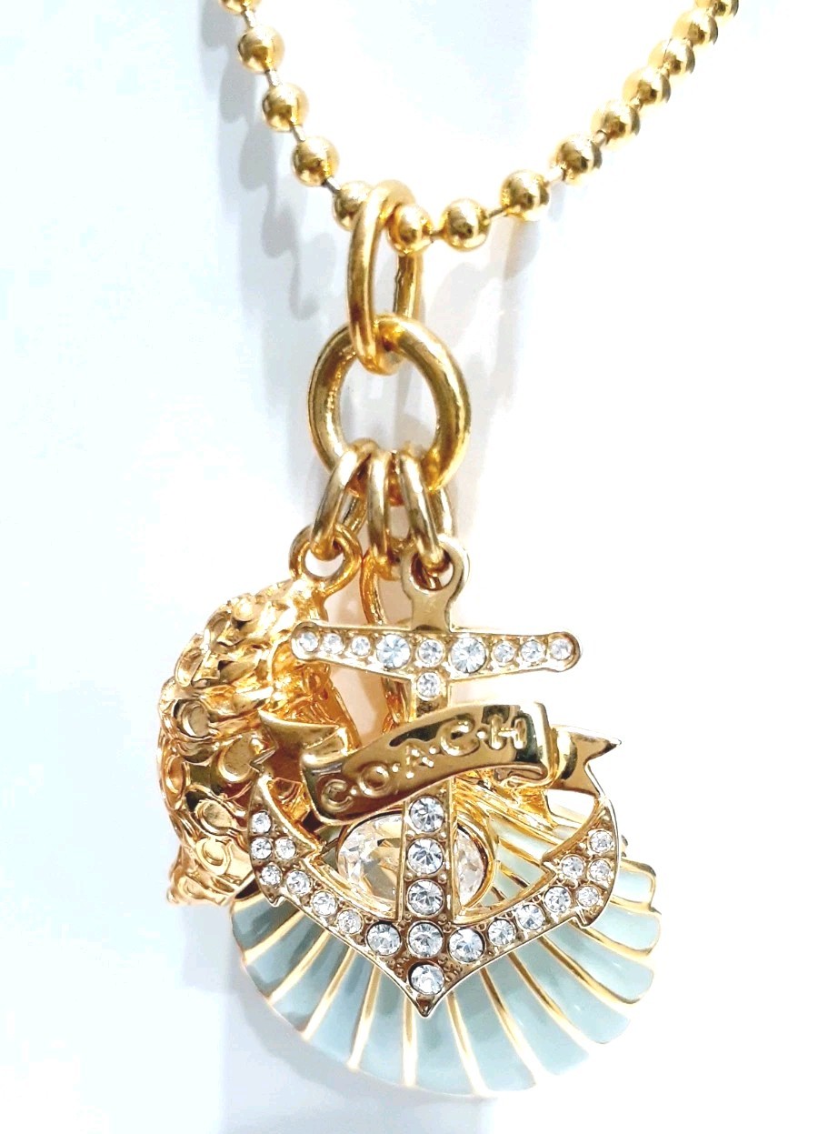 Coach Seashell Nautical Beach Charm Necklace Rare SEE DESCRIPTION Free Ship!