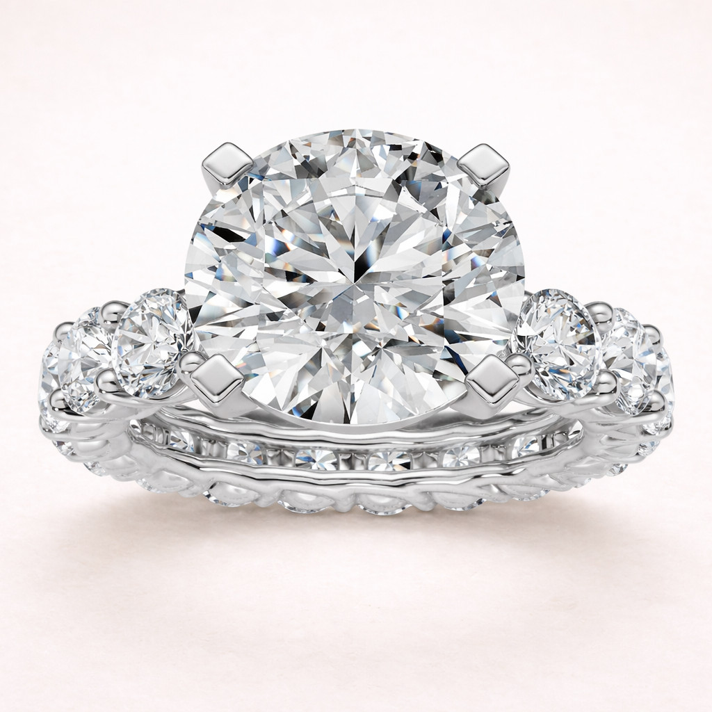10 mm Round Diamond Eterna Grande Pavé | Eternity Band Sterling Silver Ring