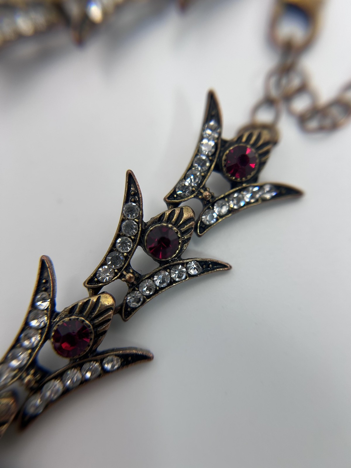 Bracelet Red Crystal Rhinestone Tennis Floral Lobster Womens 8.5 Inch Jewelry
