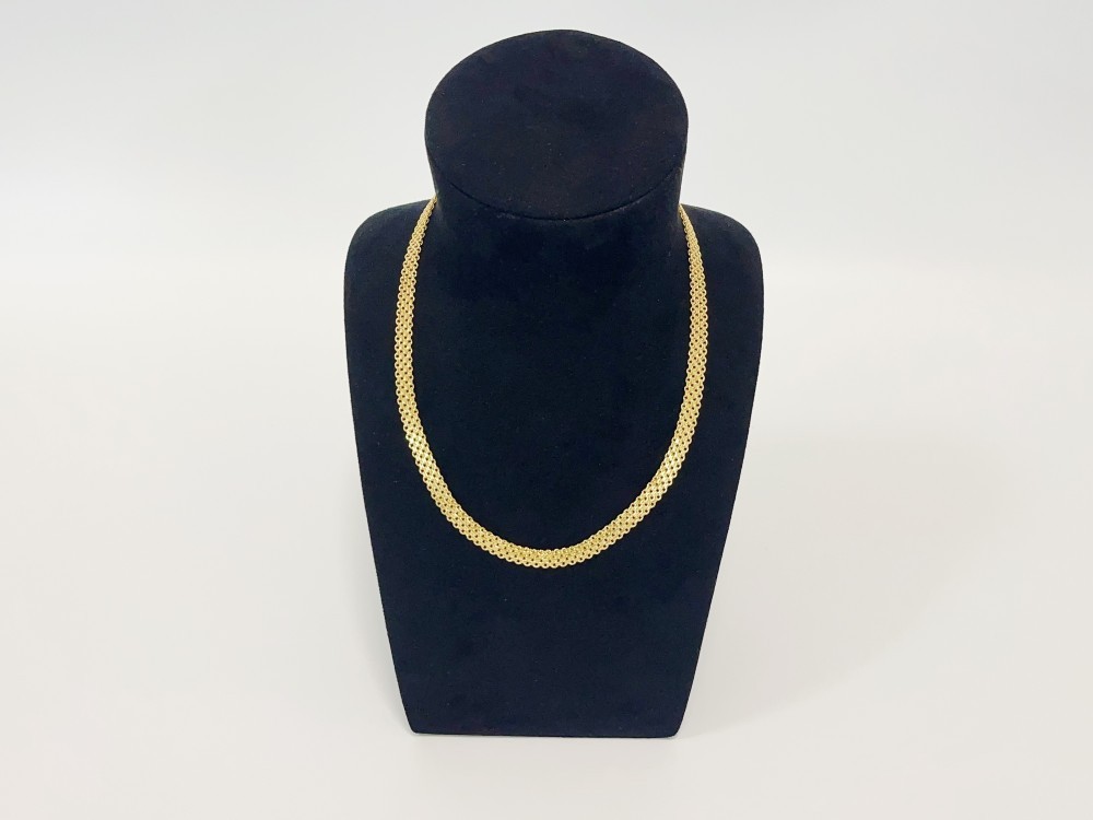 Solid 18K Yellow Gold Bohemian Multi Layer Wide Necklace Chain Gift 8mm 20inch