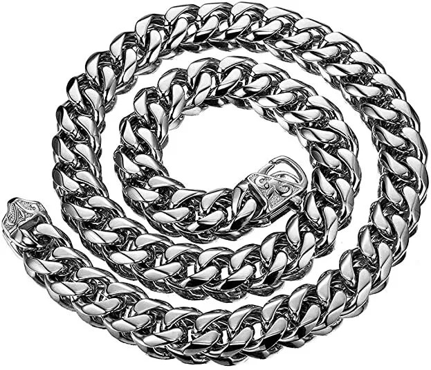 15mm 316L Stainless Steel Curb Cuban Link Chain Necklace 16″-40″ for Men