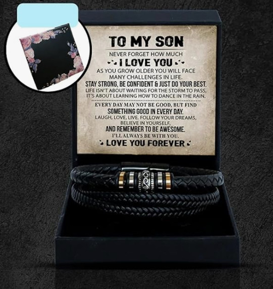 To My Son Gift for Son Bracelet Love from Mom, Dad Forever Birthday, Graduation