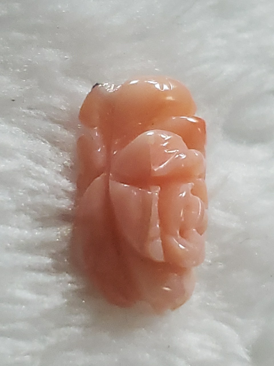 Vintage Hand Carved Pink Coral Floral Rose Loose Gem Jewelry Projects 15mm