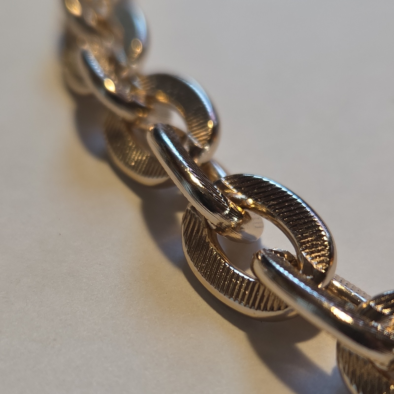 West Germany Silver Tone Oval Link Chain Necklace, Metal, No Stone