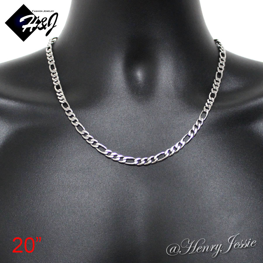 18-40″MEN Stainless Steel 2/3/4/5/6/7/8mm Silver Figaro Link Chain Necklace*N114